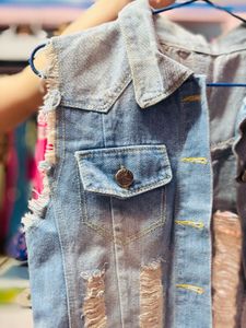 Distressed Denim Vest