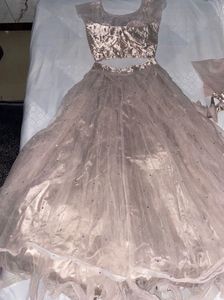 Mauve Mirror Work Big Flare Lehenga