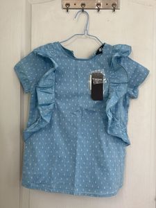 Cute Blue Ruffle Top