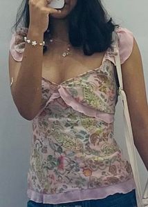 Floral Ruffle Trim Cami Top