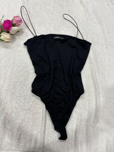 Black Spaghetti Strap Bodysuit Top