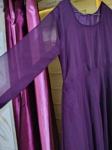 Purple Ethnic Gown Kurti With Dupatta