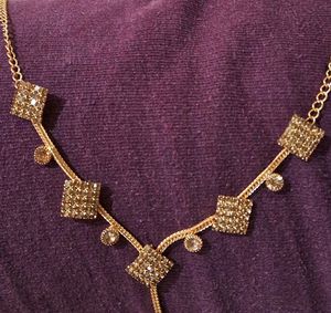 Sparkling Gold Square Necklace