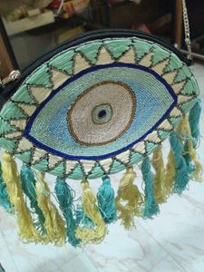 Sea Green Evil Eye Sling Bag