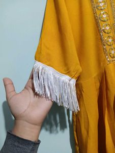 Mustard Embellished Kurta