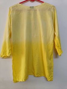 Yellow Embroidered Short Kurti