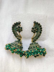 Green Jhumka Earrings