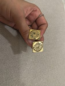 Golden Cufflinks With Self Design