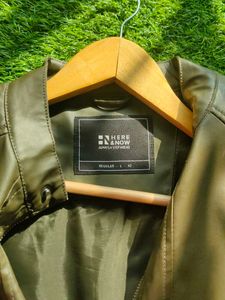 Fine Grain Leather Olive Green Racer Jacket