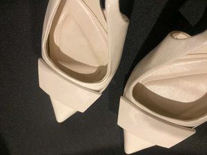 Zara white heeled slingback shoes