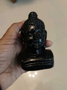 Serene Black Buddha Head Statue