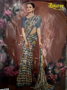 Floral Print Saree Available In 4 Different Shades