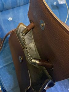 Brown Croc-Embossed Top Handle Bag