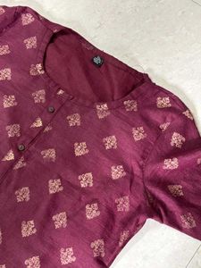 Maroon Printed Kurta