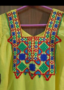 Embroidered Yellow Kurta