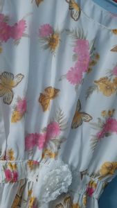 Beautiful White, Pink and Yellow Full Length Dress