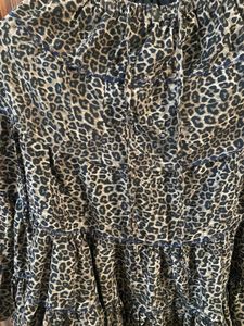Leopard Print Tiered Short Skirt