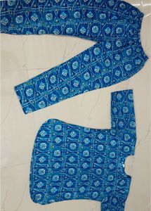 Blue Printed Kurti Set🦋🦋