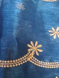 Elegant Blue Embroidered Saree
