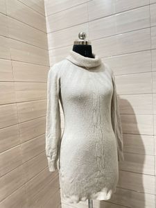 Imported Cream Cable Knit Mini Dress
