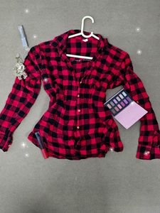 red plaid shirt