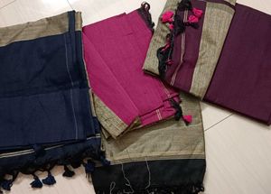 4 Colour Of Soft Khadi Cotton Saree (Only 1)