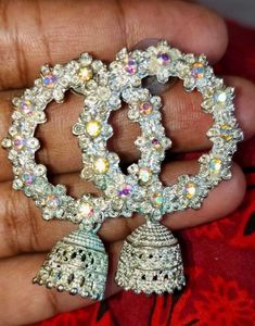 Sparkling Silver Jhumka Earrings