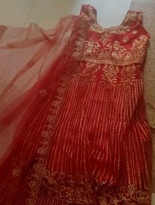 Red &amp; Gold Lehenga kurti Set with dupatta