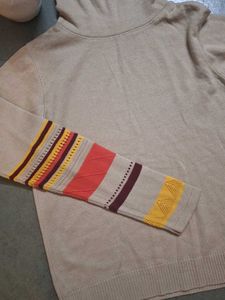 Striped Sleeve Turtleneck Sweater