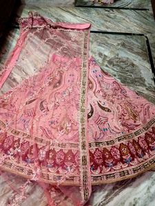dabka work Elegant Pink Lehenga Choli