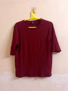 Maroon Ribbed Top - Women  (XXL)
