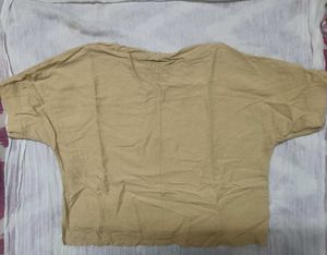 Beige Relaxed Fit crop Top