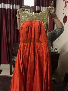 Elegant Orange Ethnic Gown