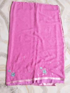 Pink Embroidered Saree With Stitched Blouse ✨