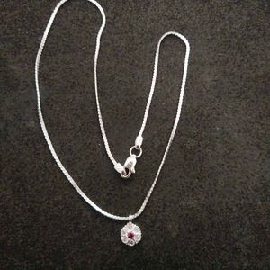 pure Silver Mix Snack Chain+Pandent 16inch
