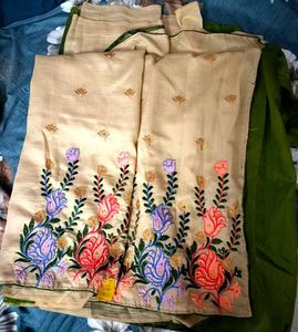 Green &amp; Beige saree