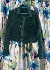 Green Corduroy Cropped Jacket