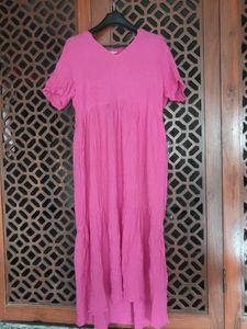 Pink Tiered Midi Dress