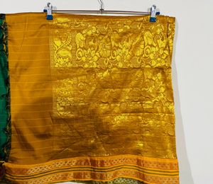 Green Saree With Golden Work For Woman Girls