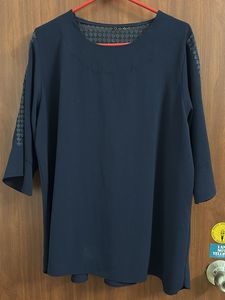 Elegant Navy Blouse with Sheer Detail