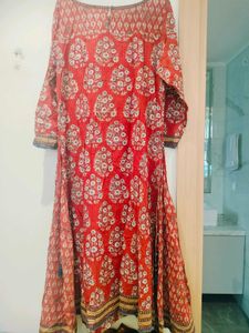 Fabindia Red Floral Print Kurta
