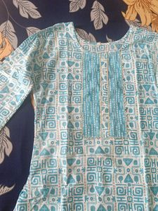 Blue Printed Kurti Set