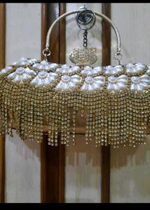 Elegant Pearl &amp; Rhinestone Evening Clutch
