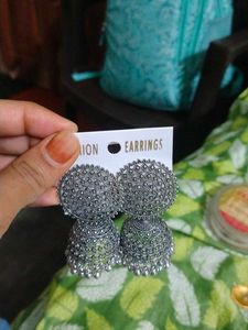 Silver Jhumka Earrings