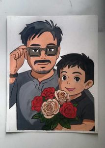 Custom Father &amp; Son Portrait Aclyric Painting