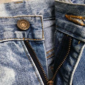 Japanese Gothic Style Hand Painted Acid Wash Jeans