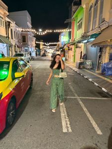 Green Crop Top &amp; Wide Leg Pants Set