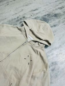 Beige Zip-Up Hoodie