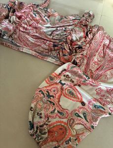 Paisley Print Crop Top off shoulder