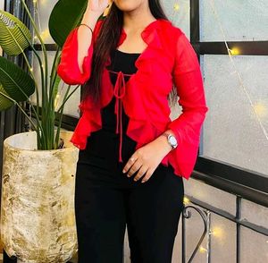 Red Ruffle Shrug